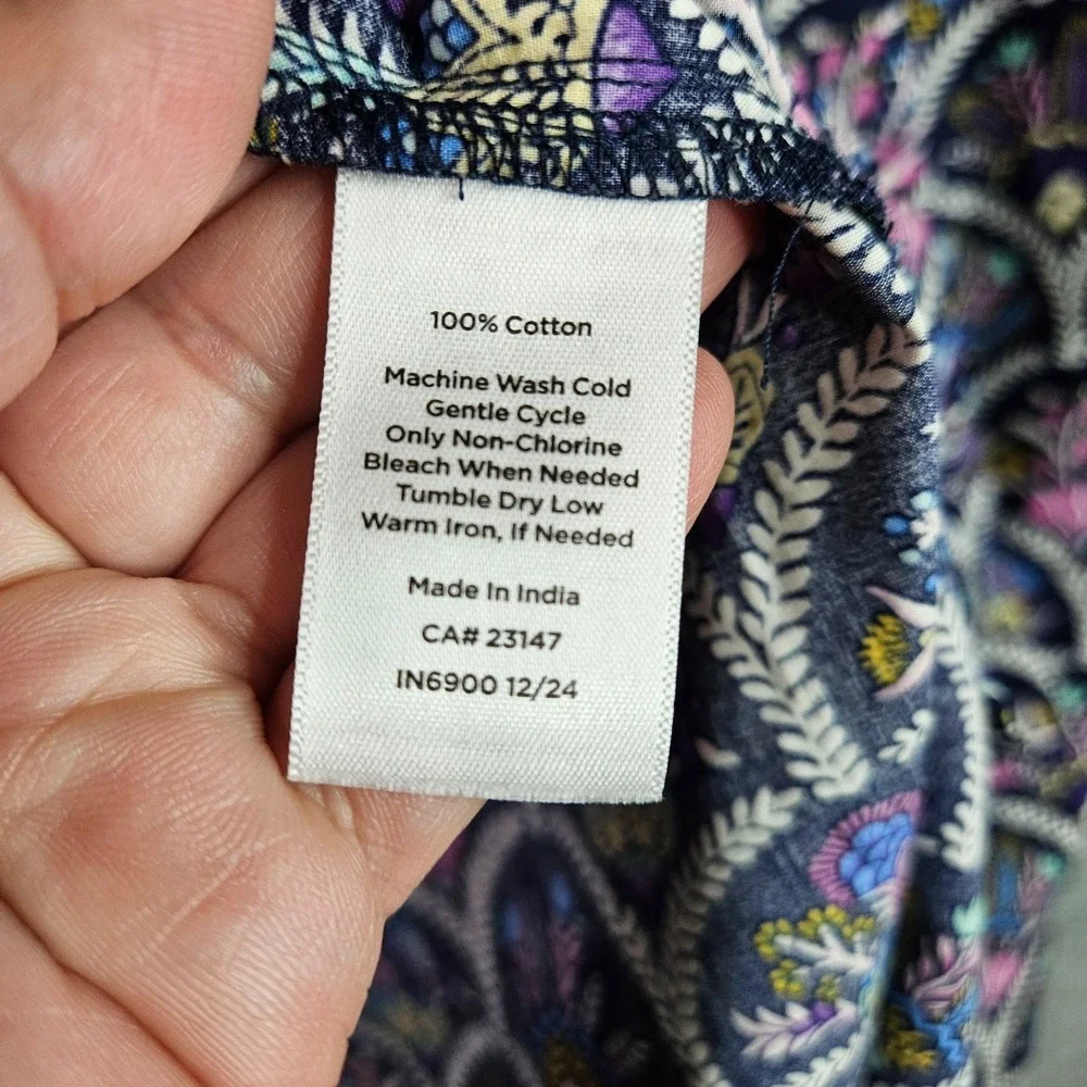 Talbots Plus Petite Women's 2XP Floral Print Button Front Blouse Black Purple